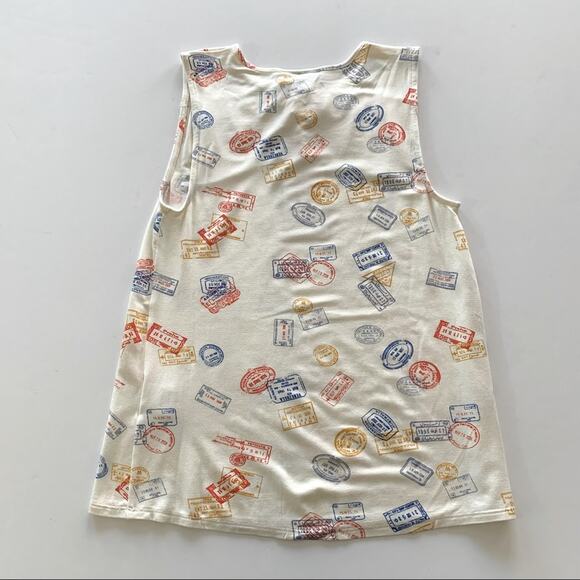 ModCloth | White Passport Stamps Travel Familiar Feeling Sleeveless Top XXS - Picture 9 of 10